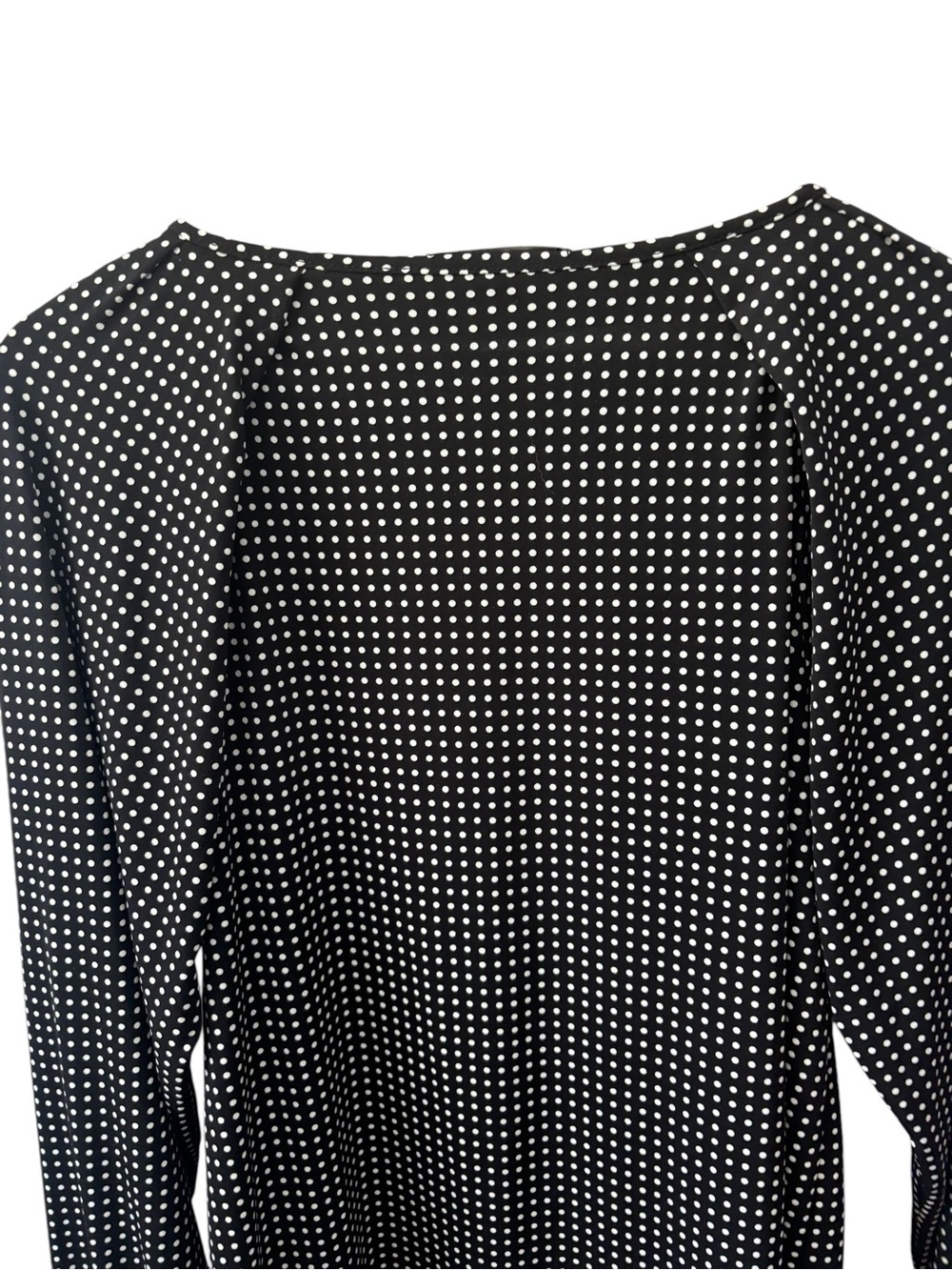 Banana Republic Polka Dot Blouse Size Medium Black/White Round Neck Long Sleeve - Picture 3 of 7